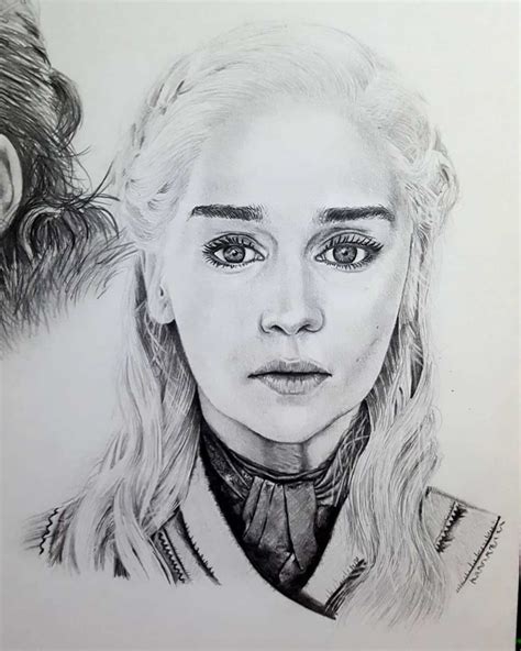 Pencil Sketch Of Daenerys Targaryen Game Of Thrones Drawings Dessin