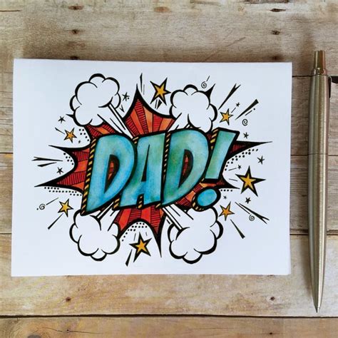 Dad Card Fathers Day Card Retro Comic Book Etsy
