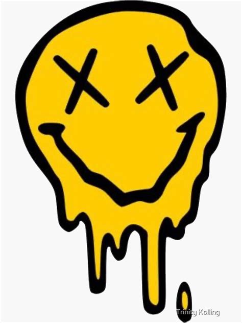 Drippy Smiley Face Sticker For Sale By Trinitykolling Redbubble
