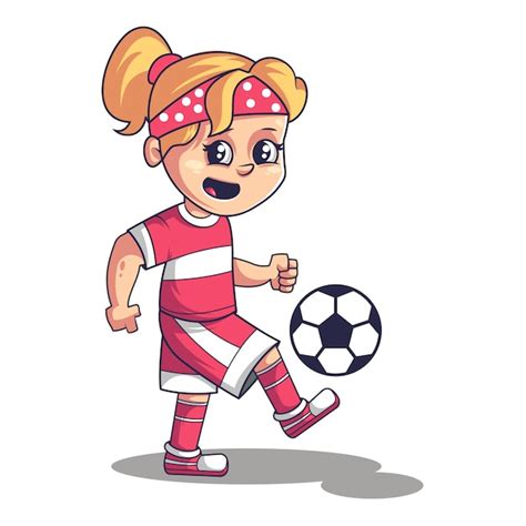 Soccer Football Game Cute Girl Playing Football Vector Premium Download