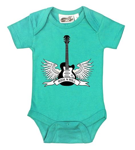 Winged Guitar Rock N Roll Aqua Onesie Baby Clothes Baby Boy Onesies