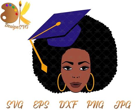 Black Woman With Graduation Hat Svg Afro Woman Svg Black Etsy Afro