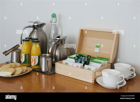Office Meeting Room Coffee Biscuits Tea And Juice Stock Photo Alamy