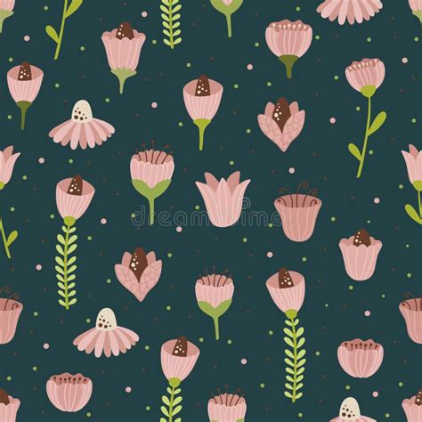 Seamless Vector Floral Pattern Spring Summer Backdrop Hand Drawn