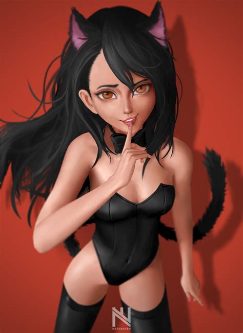 Rule 34 1girls Black Hair Blush Breasts Brown Eyes Cat Ears Cat Tail