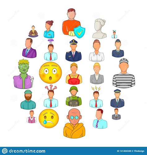 Population Icons Set Cartoon Style Stock Vector Illustration Of