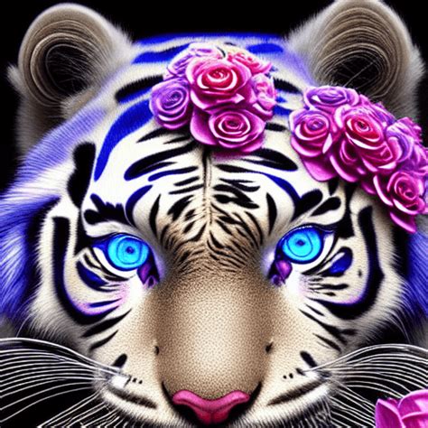 Fantasy White Tiger Aux Yeux Bleus K Creative Fabrica