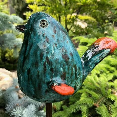 Outdoor Decor Garden Decor Garden Sculpture Ceramic Bird Etsy Bird Decor Bird Garden