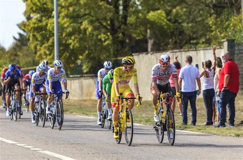 The acceleration sent the yellow. The Cyclist Tadej Pogacar - Yellow Jersey - Le Tour De ...