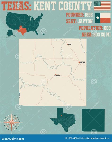 Map Of Kent County In Texas Stock Vector Illustration Of Kent Vector