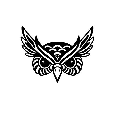 Tribal Owl Head Logo Tattoo Design Animal Stencil Vector Illustration