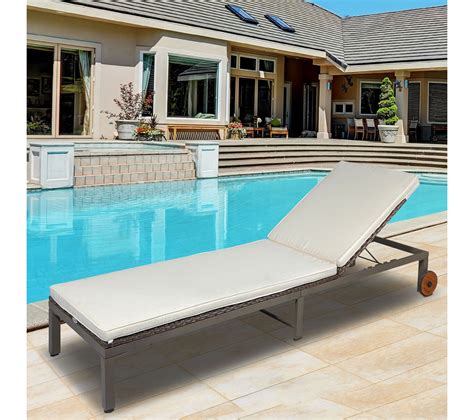 Bain De Soleil Inclinable 4 Positions Matelas Résine Tressée Marron Chaise Longue Transat But