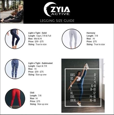 Zyia Leggings Size Comparison Shopping