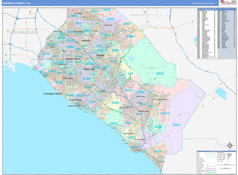 Orange County Ca Wall Map Color Cast Style By Marketmaps Mapsales