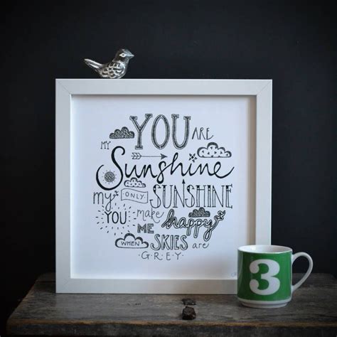 Black And White You Are My Sunshine Framed Typography Print