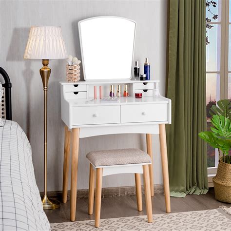 Antique vanity table enchanting with its flip top vanity, this louis xv vanity table is a great example of the antique design. Costway Vanity Table 6 Dressing Table Cushioned Stool ...