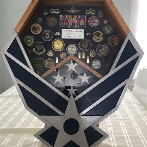 Handcrafted Air Force Shadow Box Silver And Navy Design The Etsy