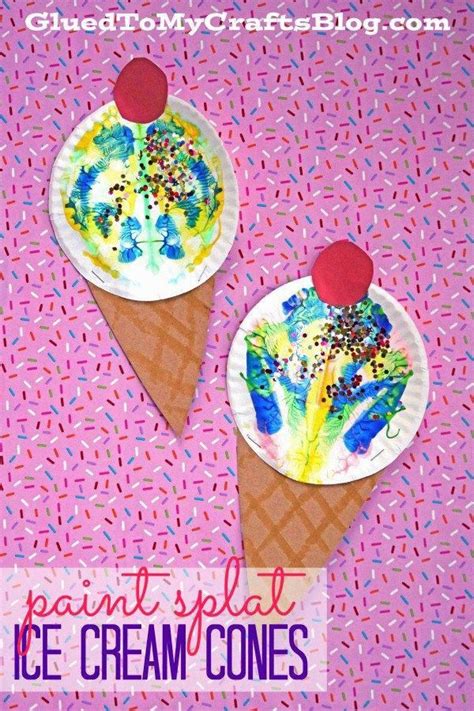 Paint Splat Ice Cream Cones Summer Kid Craft Idea Summer Crafts For