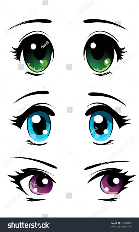 Set Of Cartoon Anime Eyes Stock Vector 54598870 Shutterstock