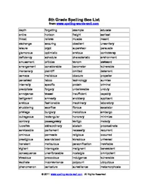 A short summary of this paper 18 full pdf related to this paper glencoe language arts grammar and language workbook g rade 8. 8th Grade Spelling Bee Word List by Spelling Words Well | TpT