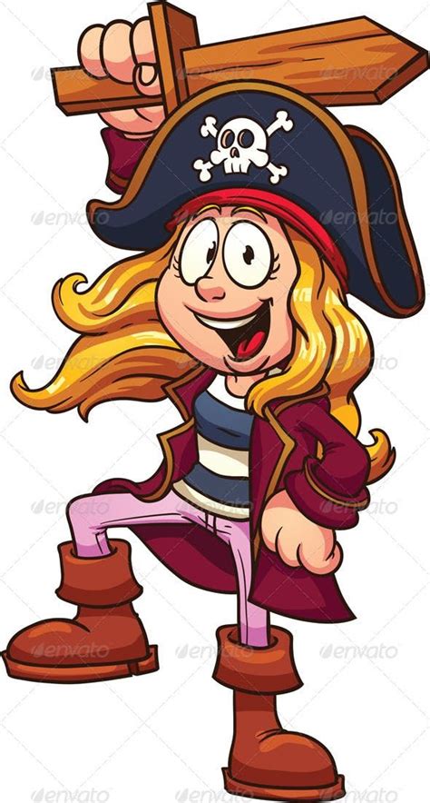 pirate girl pirate cartoon illustration art clip art