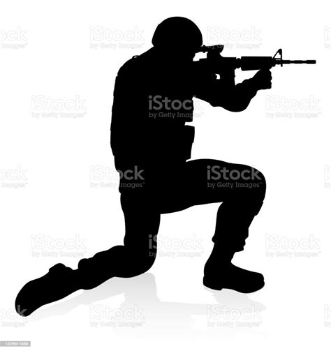 Soldier Detailed High Quality Silhouette Stock Illustration Download