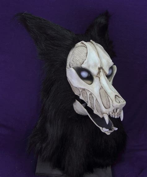 Zombie Skull Black Canine Fursuit Head Realistic Mask Articulated Jaw