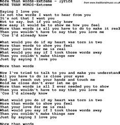 Extreme — more than words. 'Angel' lyrics - Sarah McLachlan. So beautiful and moving ...