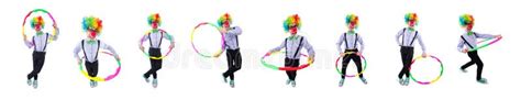 Funny Clown With Hula Hoop On White Stock Photo Image Of Costume