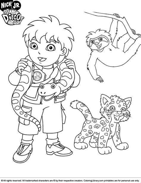 Free printable go dog go coloring pages. Go diego go coloring pages to download and print for free