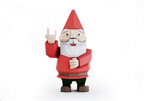 Papercraft Gnome Gnome Papercraft Lowpoly Low Poly T Etsy España