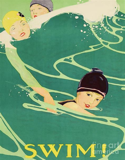 Swim Summer Sports Vintage Art Deco Poster Painting By Tina Lavoie