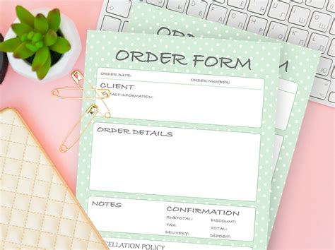 Craft Show Printable Business Order Form Templates Simple Etsy