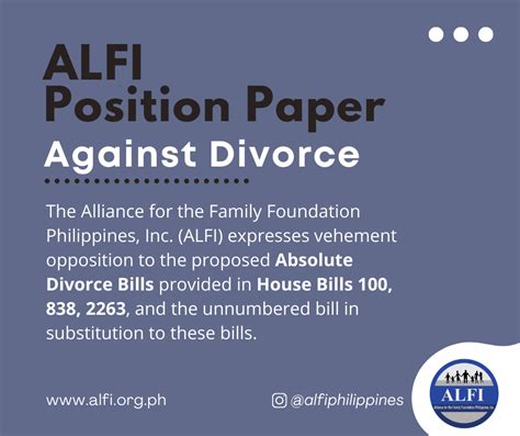 Alfi Position Paper Against Absolute Divorce In The Philippines