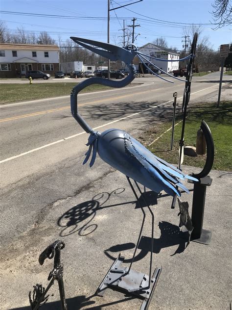 Metal Blue Heron Sculpture By Jim Kaleta Blue Heron Yard Art Metal