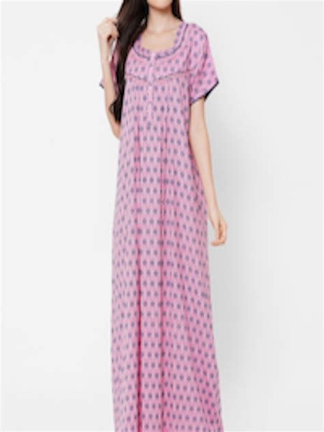Buy Sweet Dreams Purple Printed Maxi Nightdress Nightdress For Women