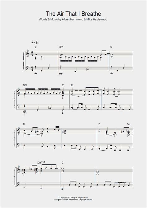 The Air That I Breathe Piano Sheet Music