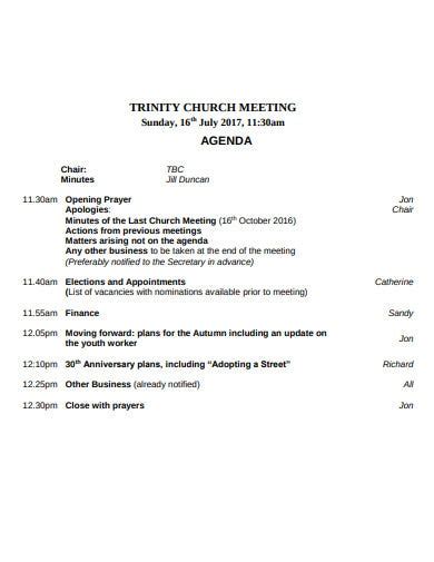 10 Church Meeting Agenda Templates In Pdf Doc