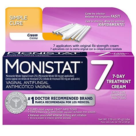 Monistat 7 Simple Cure Feminine Antifungal Cream With Rx Strength Cream
