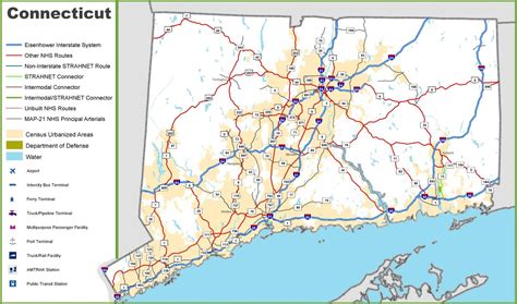 Connecticut CT Road And Highway Map Free Printable