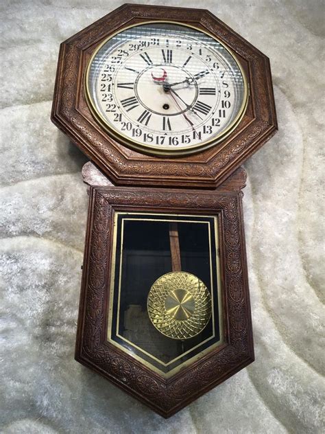 Antique Large Regulator Wall Sessions Clock Conn Usa Forestville W