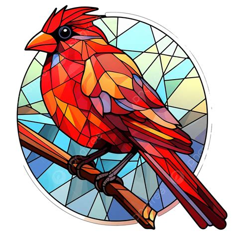 Stained Glass Cardinal Bird Ai Generative Stained Glass Cardinal Png