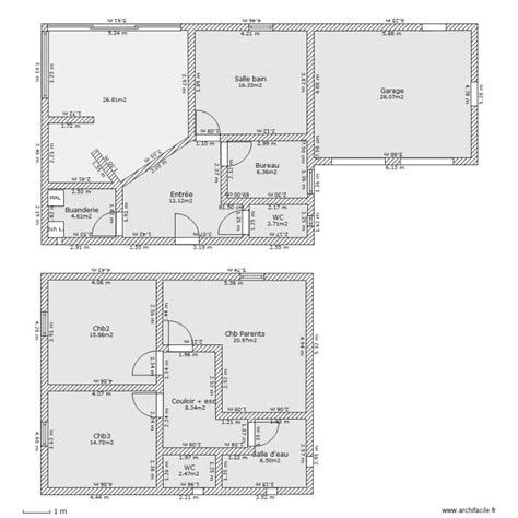 Trés belle maison contemporaine (de 2018) de 130 m2 implantée sur un terrain de 3800 m2 sur la commune de cuzance, à 5 minutes de l'a20 et 10 minutes de l'aéroport. Plan maison RDC étage - Plan 13 pièces 166 m2 dessiné par ...