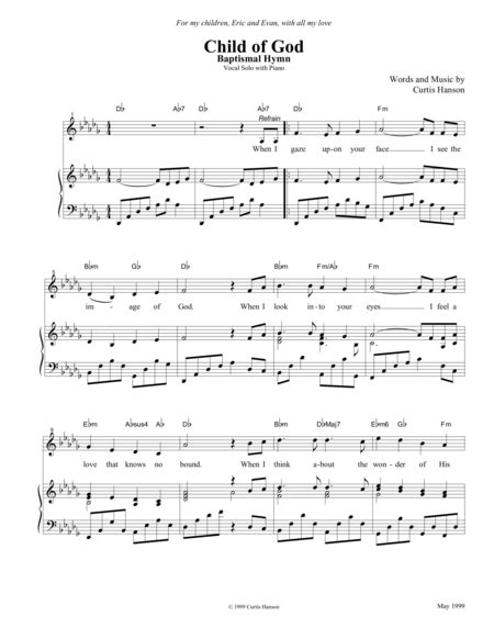 Child Of God Sheet Music Curtis Hanson Vocal Solo