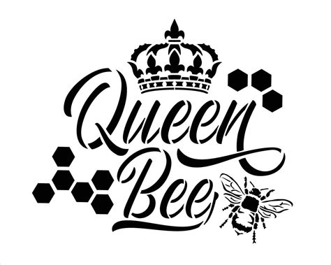 Queen Bee Stencil With Crown And Honeycomb By Studior12 Diy Farmhouse