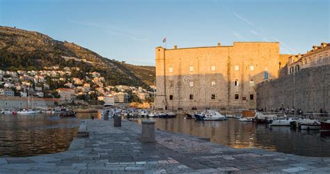 Sunset By Dubrovnik Harbour Stock Image Image Of Dalmatia Nautical