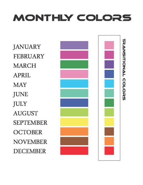 Monthly Color Chart By Szelda312 On Deviantart
