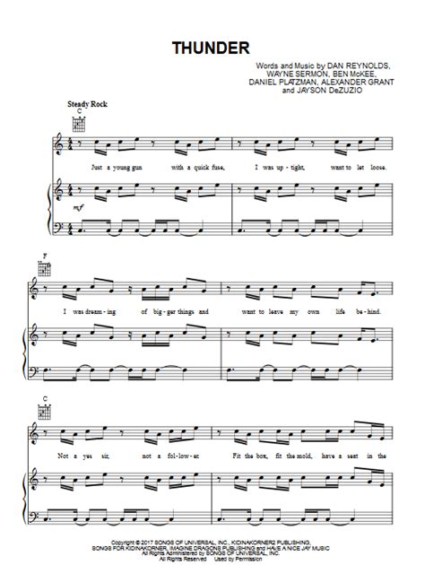 The arrangement code for the composition is epf. Thunder - Imagine Dragons sheet music | Sheet music, Digital sheet music, Music