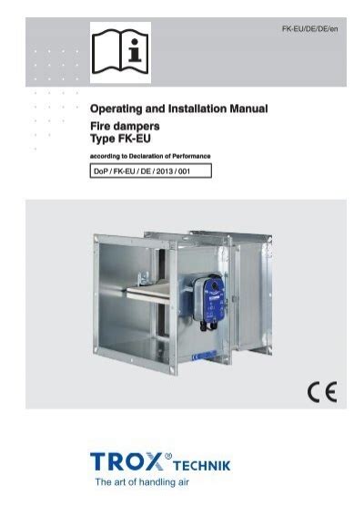 Operating And Installation Manual Fire Dampers Type Fk Eu Trox