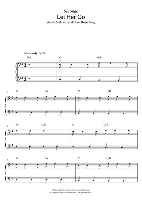 Let Her Go Sheet Music Passenger Piano Solo